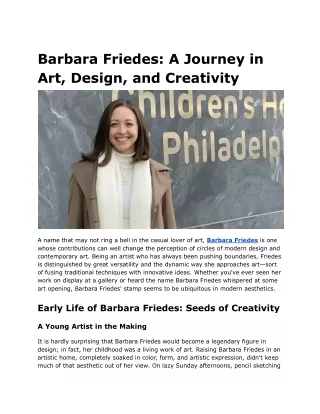 Barbara Friedes_ A Journey in Art, Design, and Creativity