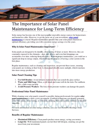 solar panel maintenance