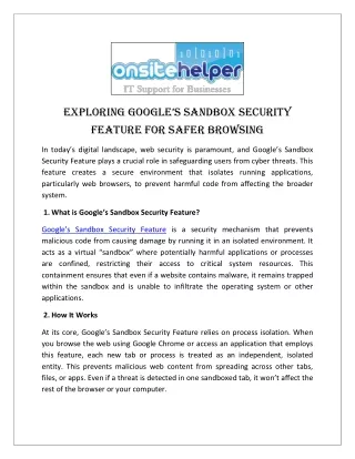 Exploring Google’s Sandbox Security Feature for Safer Browsing