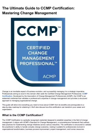 The Ultimate Guide to CCMP Certification_ Mastering Change Management