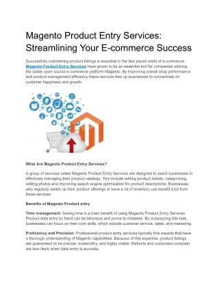 Magento Product Entry Services_ Streamlining Your E-commerce Success