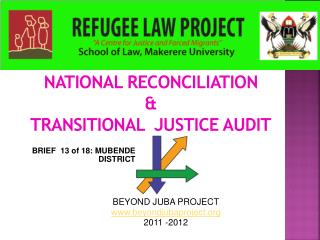 NATIONAL RECONCILIATION & TRANSITIONAL JUSTICE AUDIT