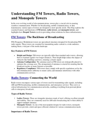Understanding FM, radio, monopole Towers