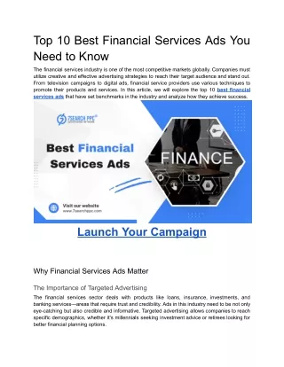 Top 10 Best Financial Services Ads You Need to Know