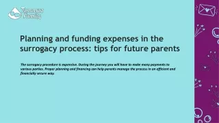 Planning and funding expenses in the surrogacy process