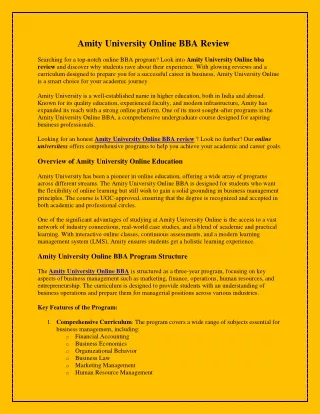 Amity University Online BBA Review