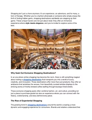 Discover Unique Shopping Destinations Where Style Meets Elegance
