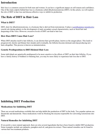 The Role of DHT in Hair Loss and How to Inhibit It