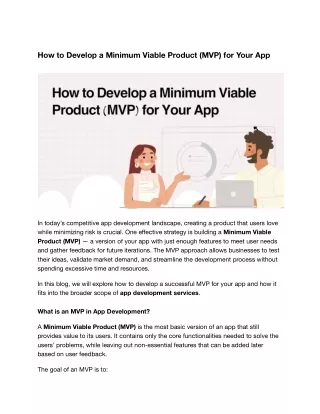 How to Develop a Minimum Viable Product (MVP) for Your App