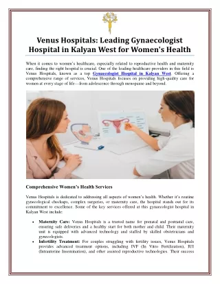 Best Gynaecologist Hospital in Kalyan West for Women's Health