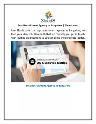 Best Recruitment Agency In Bangalore | 3leads.com