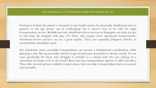 The Significance of Choosing the Right Wheelchair Service