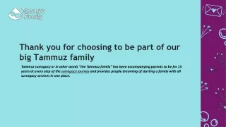 Thank you for choosing to be part of our big Tammuz family