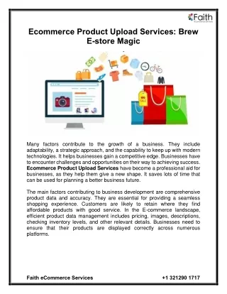 Ecommerce Product Upload Services: Brew E-store Magic