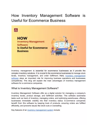 How Inventory Management Software is Useful for Ecommerce Business?