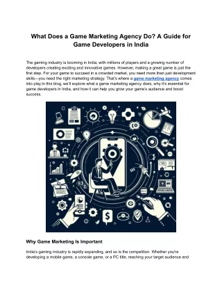 What Does a Game Marketing Agency Do