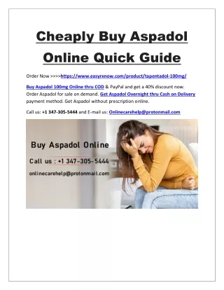 Cheaply Buy Aspadol Online Quick Guide
