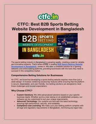 Top B2B & B2C Sports Betting Software Providers in Bangladesh?