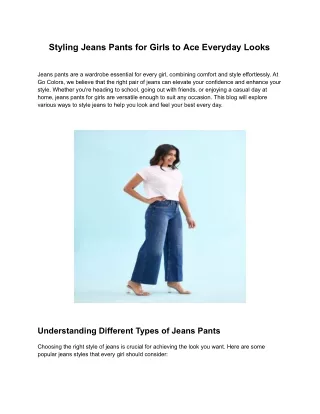 Styling Jeans Pants for Girls to Ace Everyday Looks