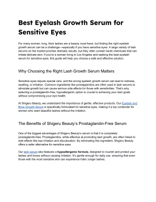 Best Eyelash Growth Serum for Sensitive Eyes