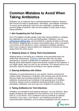 Common Mistakes to Avoid When Taking Antibiotics