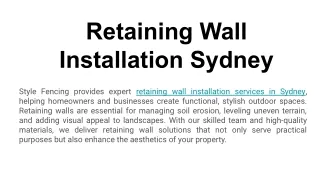 Retaining Wall Installation Sydney