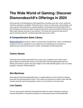 The Wide World of Gaming_ Discover Diamondexch9’s Offerings in 2024