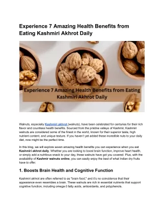 Experience 7 Amazing Health Benefits from Eating Kashmiri Akhrot Daily