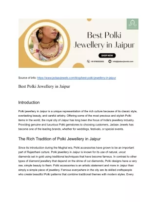 Best Polki Jewellery in Jaipur