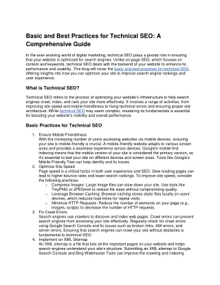 Basic and Best Practices for Technical SEO