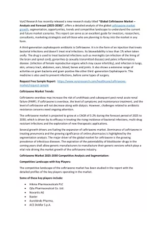 Ceftriaxone Market Promising Growth Opportunities and Forecast 2025-2030