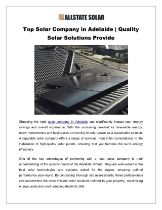 Top Solar Company in Adelaide@