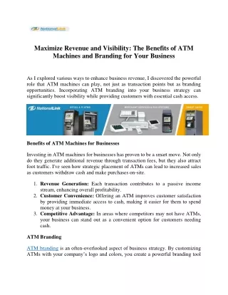 Maximize Revenue and Visibility The Benefits of ATM Machines and Branding for Your Business
