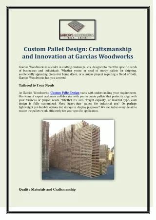 Custom Pallet Design Craftsmanship and Innovation at Garcias Woodworks