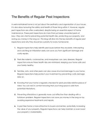 The Benefits of Regular Pest Inspections