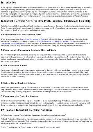 Industrial Electrical Alternatives: How Perth Commercial Electricians May help