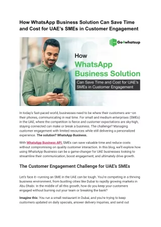 How WhatsApp Business Solution Can Save Time and Cost for UAE’s SMEs in Customer Engagement