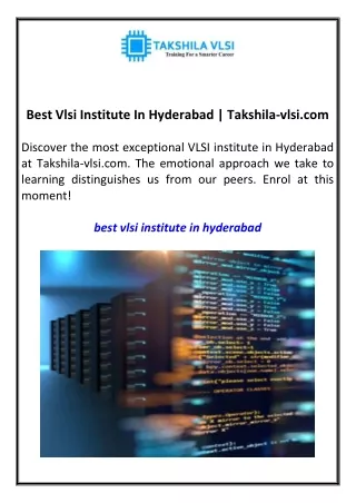 Best Vlsi Institute In Hyderabad Takshila-vlsi.com