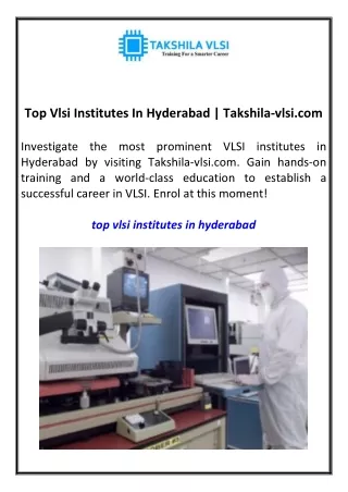Top Vlsi Institutes In Hyderabad  Takshila-vlsi.com