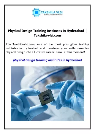 Physical Design Training Institutes In Hyderabad Takshila-vlsi.com