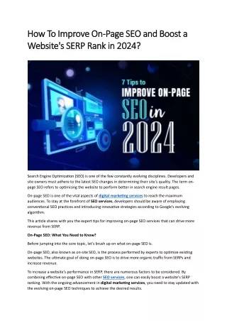 How To Improve On-Page SEO and Boost a Website’s SERP Rank in 2024?