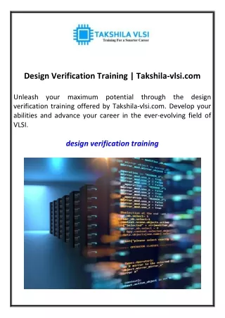 Design Verification Training  Takshila-vlsi.com
