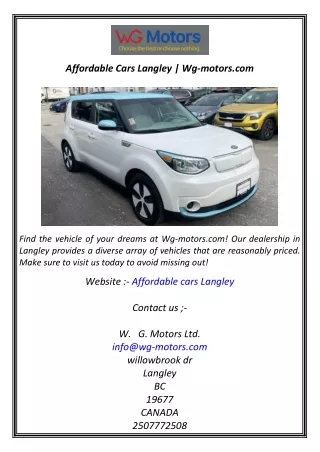 Affordable Cars Langley  Wg-motors.com
