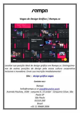 Vagas de Design Gráfico  Rampa.cx