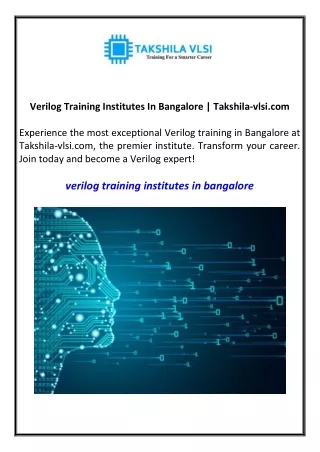 Verilog Training Institutes In Bangalore Takshila-vlsi.com