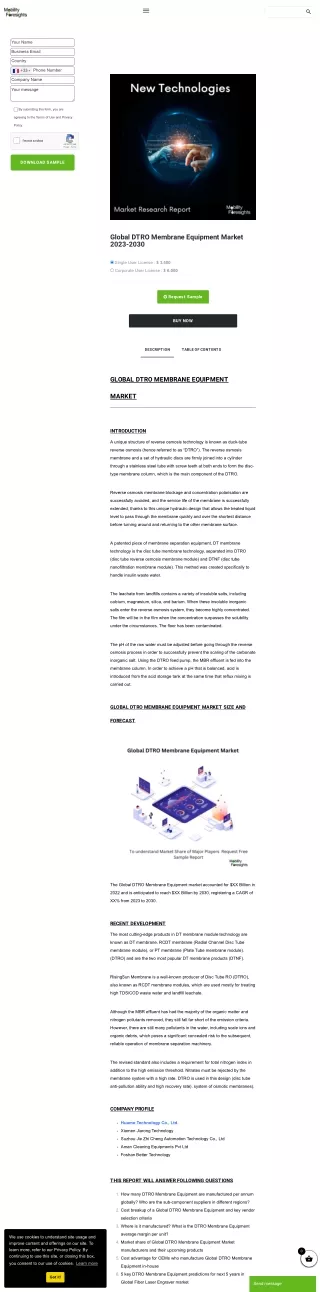 Emerging Trends in the DTRO Membrane Equipment Market: Innovation