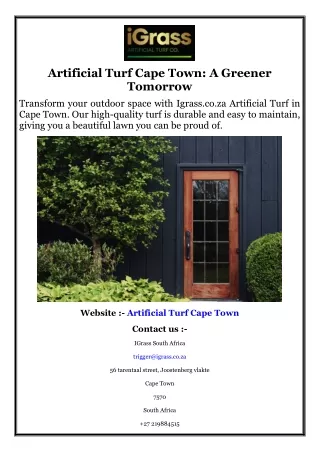 Artificial Turf Cape Town A Greener Tomorrow