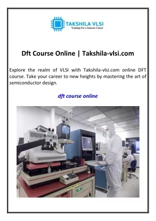 Dft Course Online Takshila-vlsi.com
