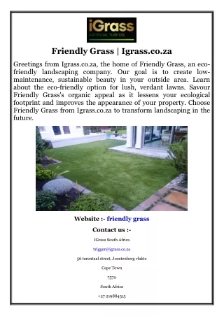 Friendly Grass  Igrass.co.za