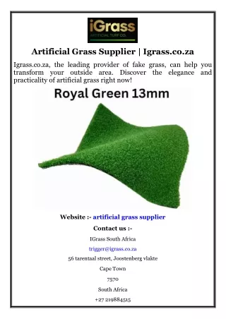 Artificial Grass Supplier  Igrass.co.za